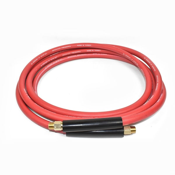 Interstate Pneumatics 1/4 Inch 25 ft Red Rhino Rubber Hose WP 300 PSI (1/4 Inch Male Swivel Barb Connector) HA44-025ES - main